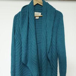 Long, cozy, teal sweater.